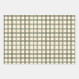 Classic Sage Tartan Wrapping Paper Sheet Set