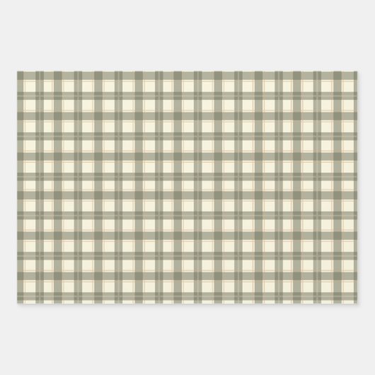 Classic Sage Tartan Wrapping Paper Sheet Set (Voorkant)