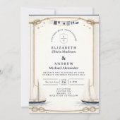 Classic Sailboat Coastal Wedding Kaart (Voorkant)