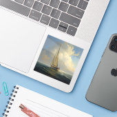 classic sailing yacht painCustom-Cut Vinyl Sticker (Laptop met iPhone)