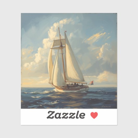 classic sailing yacht painting images 🌅⛵. sticker (Vel)
