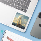 classic sailing yacht painting images 🌅⛵. sticker (Laptop met iPhone)