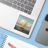 classic sailing yacht painting images 🌅⛵. sticker (Laptop met iPhone)