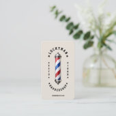 Classic Sand Red White Blue Barber Pole Barbershop Visitekaartje (Staand voorkant)