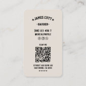 Classic Sand Red White Blue Barber Pole Barbershop Visitekaartje (Achterkant)
