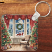 Classic Santa and Reindeer Keychain | Merry Christ (Achterkant)