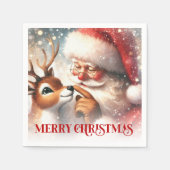 Classic Santa and Rudolph Christmas Dinner Party  Servet (Voorkant)