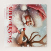 Classic Santa and Rudolph Custom Kids Holiday Gift Legpuzzel (Horizontaal)
