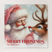 Classic Santa and Rudolph Custom Kids Holiday Gift Legpuzzel (Verticaal)