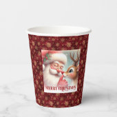 Classic Santa and Rudolph Cute Festive Christmas  Papieren Bekers (Achterkant)