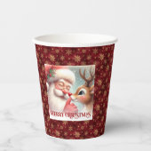Classic Santa and Rudolph Cute Festive Christmas  Papieren Bekers (Voorkant)