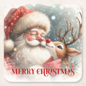 Classic Santa and Rudolph Cute Holiday Coasters Kartonnen Onderzetters (Voorkant)