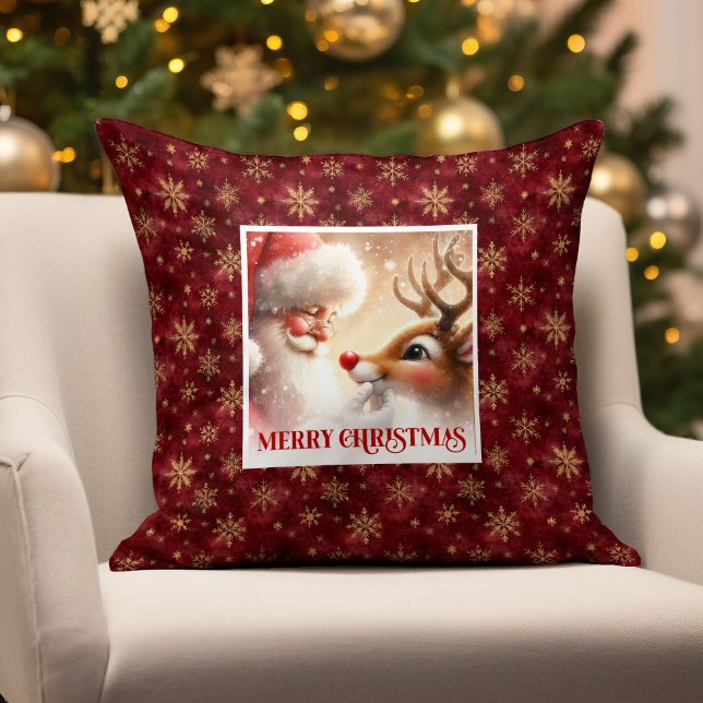 Classic Santa and Rudolph Festive Holiday Pillow  Kussen (Classic Santa and Rudolph Festive Holiday Pillow Gift

)