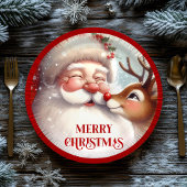 Classic Santa and Rudolph Kids Christmas Plates Papieren Bordje