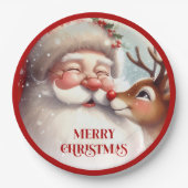 Classic Santa and Rudolph Kids Christmas Plates Papieren Bordje (Voorkant)