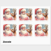Classic Santa and Rudolph Personalized Gift Sticke Vierkante Sticker (Vel)