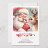 Classic Santa and Rudolph Xmas Party Invitation Kaart (Voorkant)