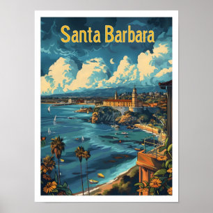 Classic Santa Barbara USA Retro Vintage Reizen Poster