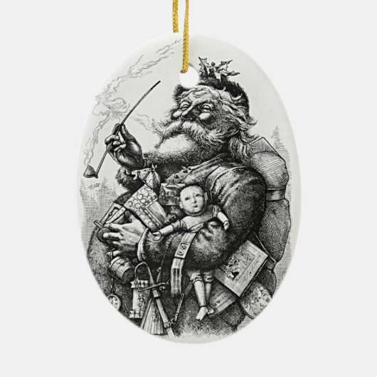 Classic Santa Claus Afbeelding Keramisch Ornament (Achterkant)