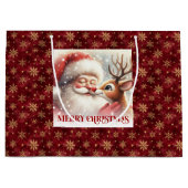 Classic Santa Claus and Rudolph Christmas Kids   Groot Cadeauzakje (Voorkant)