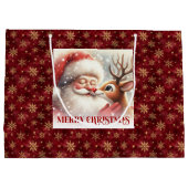 Classic Santa Claus and Rudolph Christmas Kids   Groot Cadeauzakje (Achterkant)