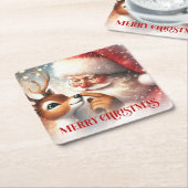 Classic Santa Claus and Rudolph Festive Coasters Kartonnen Onderzetters (Schuin)