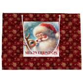 Classic Santa Claus and Rudolph Kids Christmas  Groot Cadeauzakje (Achterkant)