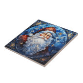 Classic Santa Claus Blauw Glas in lood Tegeltje (Zijkant)