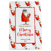Classic Santa Claus fun festive holiday gift bag Medium Cadeauzakje (Voorkant)