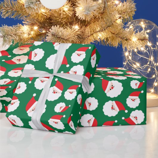 Classic Santa Claus Minimalist Green Naadloos Cadeaupapier (Feestdagen)