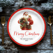 Classic Santa Claus Modern Cozy Christmas Plate Papieren Bordje