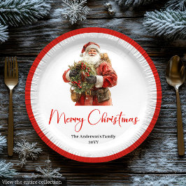 Classic Santa Claus Modern Cozy Christmas Plate Papieren Bordje