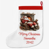 Classic Santa Claus Modern Cozy Christmas Stocking Grote Kerstsok (Achterkant)