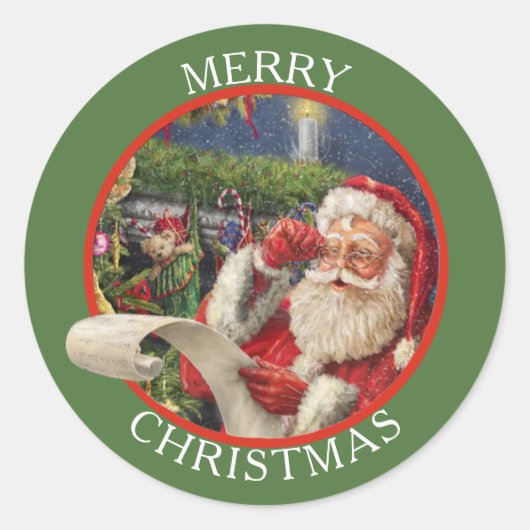 Classic Santa Claus Naughty- of Nice-lijst Ronde Sticker (Voorkant)