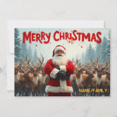 Classic Santa Claus & Reindeer Feestdagenkaart (Voorkant)