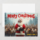 Classic Santa Claus & Reindeer Feestdagenkaart (Voorkant / Achterkant)