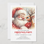 Classic Santa Claus Rudolph Christmas Joyful Party Kaart (Voorkant)