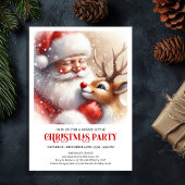 Classic Santa Claus Rudolph Cozy Holiday Night Kaart