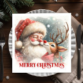 Classic Santa Claus Rudolph Holiday Dinner Party  Servet