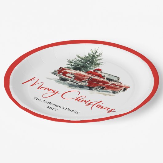 Classic Santa Claus Script Font Festive Dinner Papieren Bordje (Gekanteld)