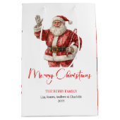 Classic Santa Claus Watercolor Modern Holiday Bag Medium Cadeauzakje (Voorkant)