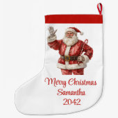 Classic Santa Claus Watercolor Modern Holiday Grote Kerstsok (Achterkant)