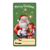 Classic  Santa Clause Cadeau Label Groen + Goud (Voorkant)