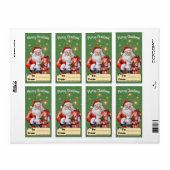 Classic  Santa Clause Cadeau Label Groen + Goud (Full Sheet)