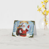 Classic Santa Merry Christmas Card Kaart (Gele Bloem)