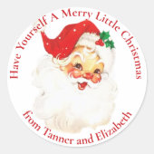 Classic Santa Merry Christmas Custom Ronde Sticker (Voorkant)