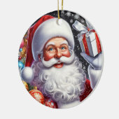 Classic Santa met cadeau & ornamenten (Links)