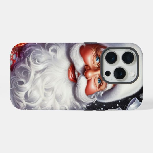 Classic Santa met cadeau & ornamenten iPhone Hoesje (Achterkant horizontaal)