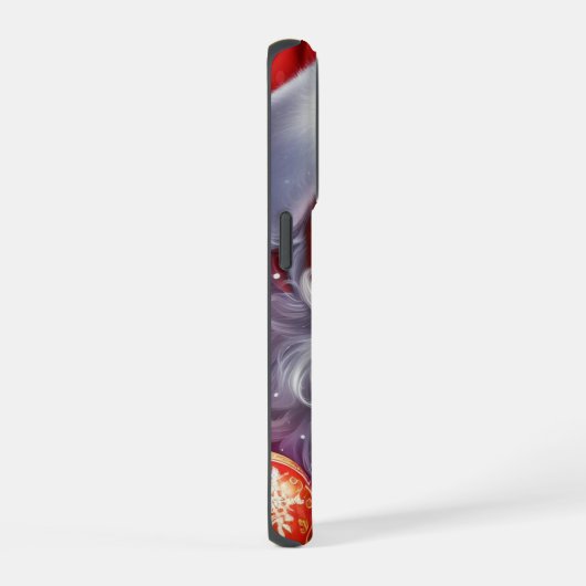 Classic Santa met cadeau & ornamenten iPhone Hoesje (Rechterkant)