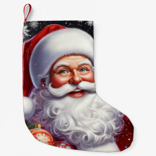 Classic Santa met cadeau & ornamenten Kleine Kerstsok